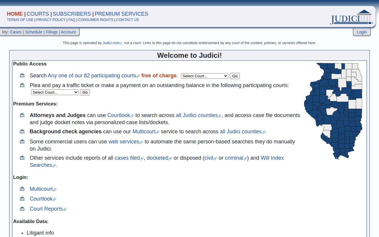 Judici public court-record starting point for Scott County case dispositions