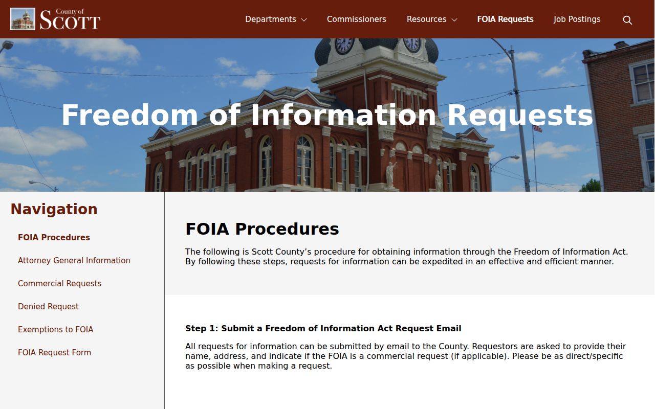Scott County FOIA procedures for requesting arrest records and booking photos
