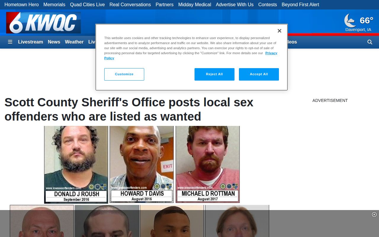 Historical Scott County Sheriff wanted-photo news report and Crime Stoppers tip coverage