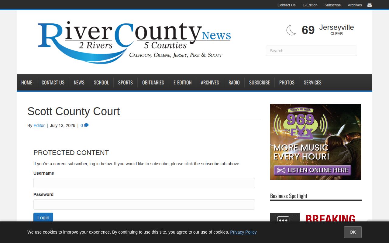 River County News Scott County court coverage for post-booking case follow-up